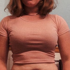 Cute pink crop top with tie behind neck
